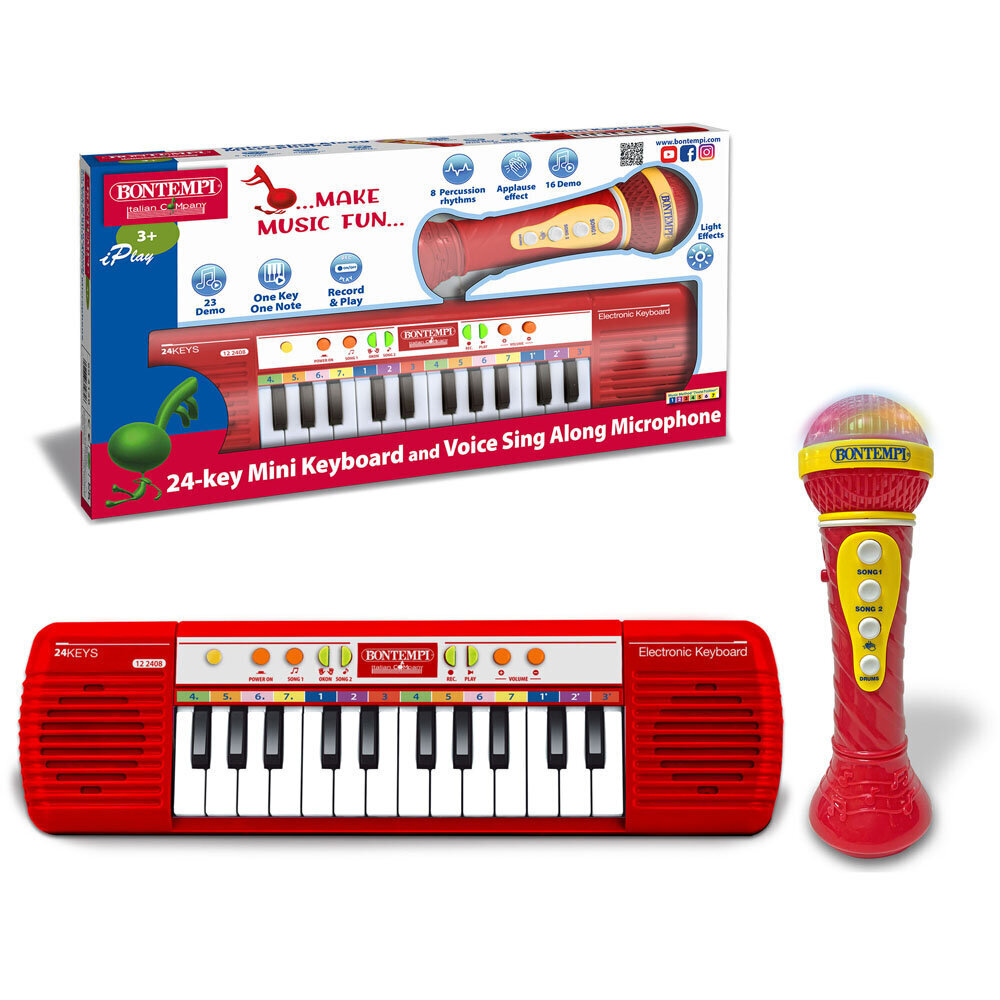 Lasten piano mikrofonilla Bontempi, punainen hinta ja tiedot | Kehittävät lelut | hobbyhall.fi