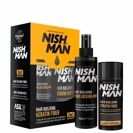 Nishman Hair Building Keratiinikuitu Vaaleanruskea, 20 g + 100 ml hinta ja tiedot | Kampaamotuotteet | hobbyhall.fi