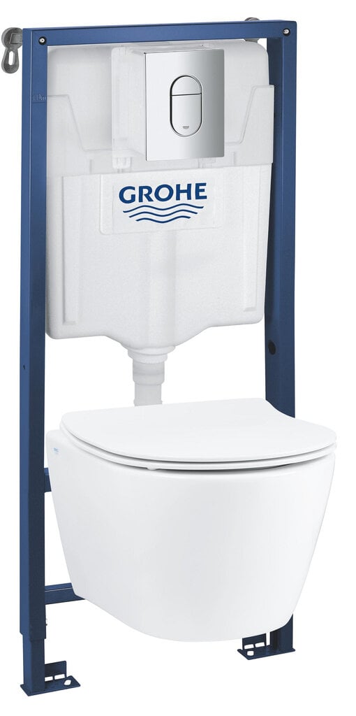 GROHE Solido 4in1: upotettava vesisäiliö ja WC SEREL Rimless+hidas huuhtelukansi, kromi painike ARENA COSMOPOLITAN, kiinnikkeet, 101046SH0H hinta ja tiedot | WC-istuimet | hobbyhall.fi
