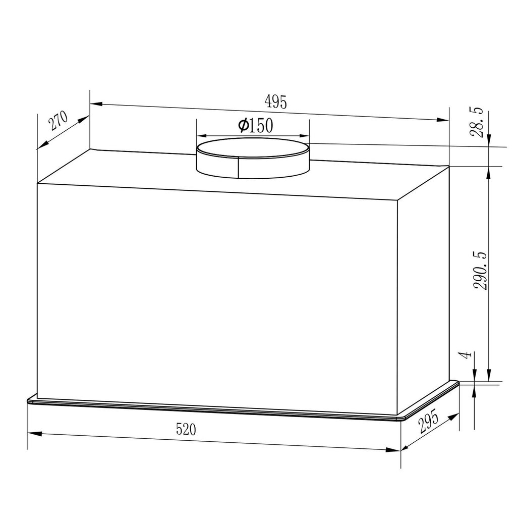 Huppu, 52 cm, Berdsen, musta hinta ja tiedot | Liesituulettimet | hobbyhall.fi