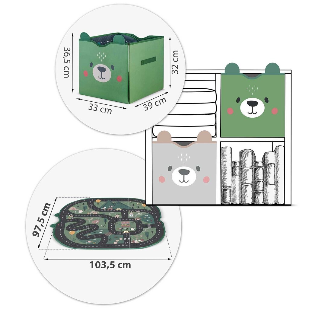 Lelusäiliö ja matto, Nukido, vihreä hinta ja tiedot | Säilytyslaatikot ja -korit | hobbyhall.fi