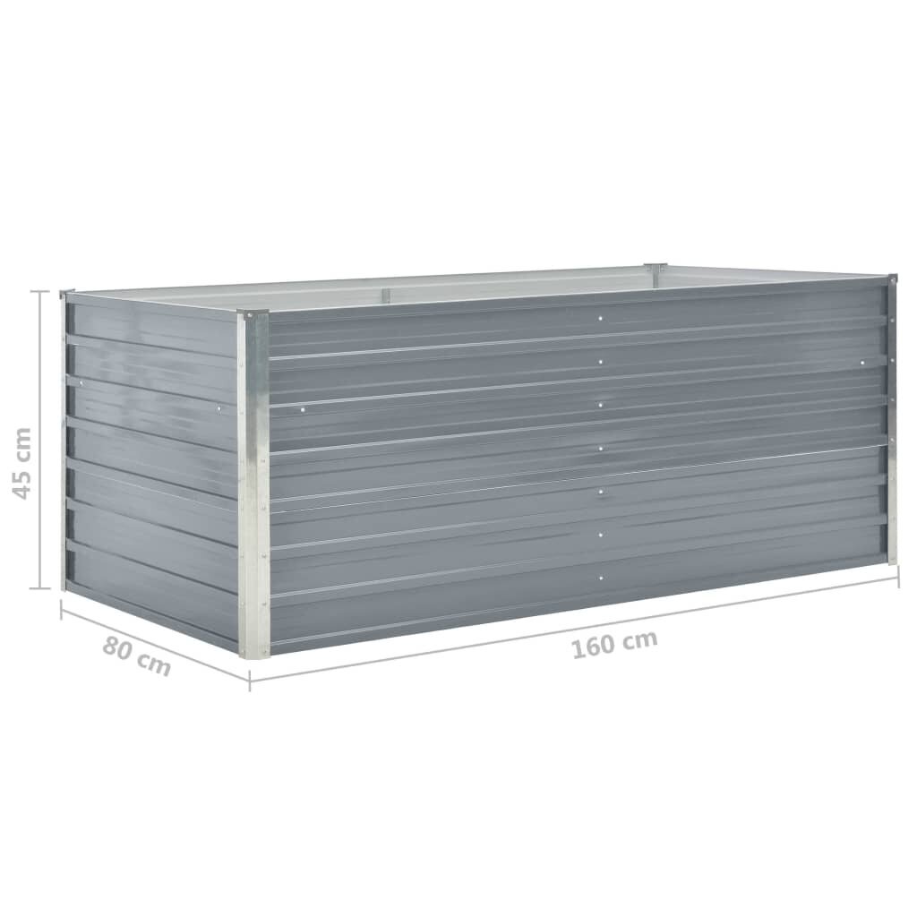 vidaXL Korotettu puutarhalaatikko 160x80x45 cm galvanoitu teräs harmaa hinta ja tiedot | Kukkaruukut | hobbyhall.fi