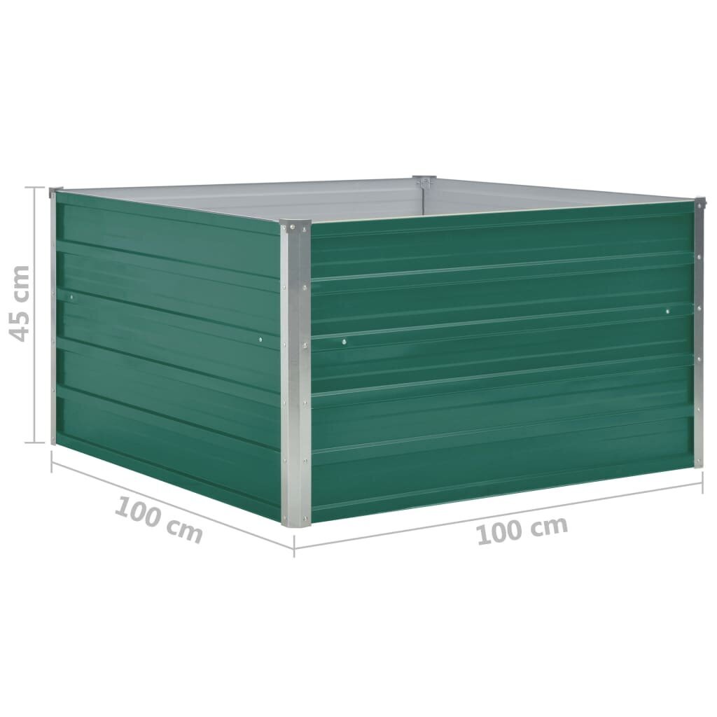 vidaXL Korotettu puutarhalaatikko 100x100x45cm galvanoitu teräs vihreä hinta ja tiedot | Kukkaruukut | hobbyhall.fi