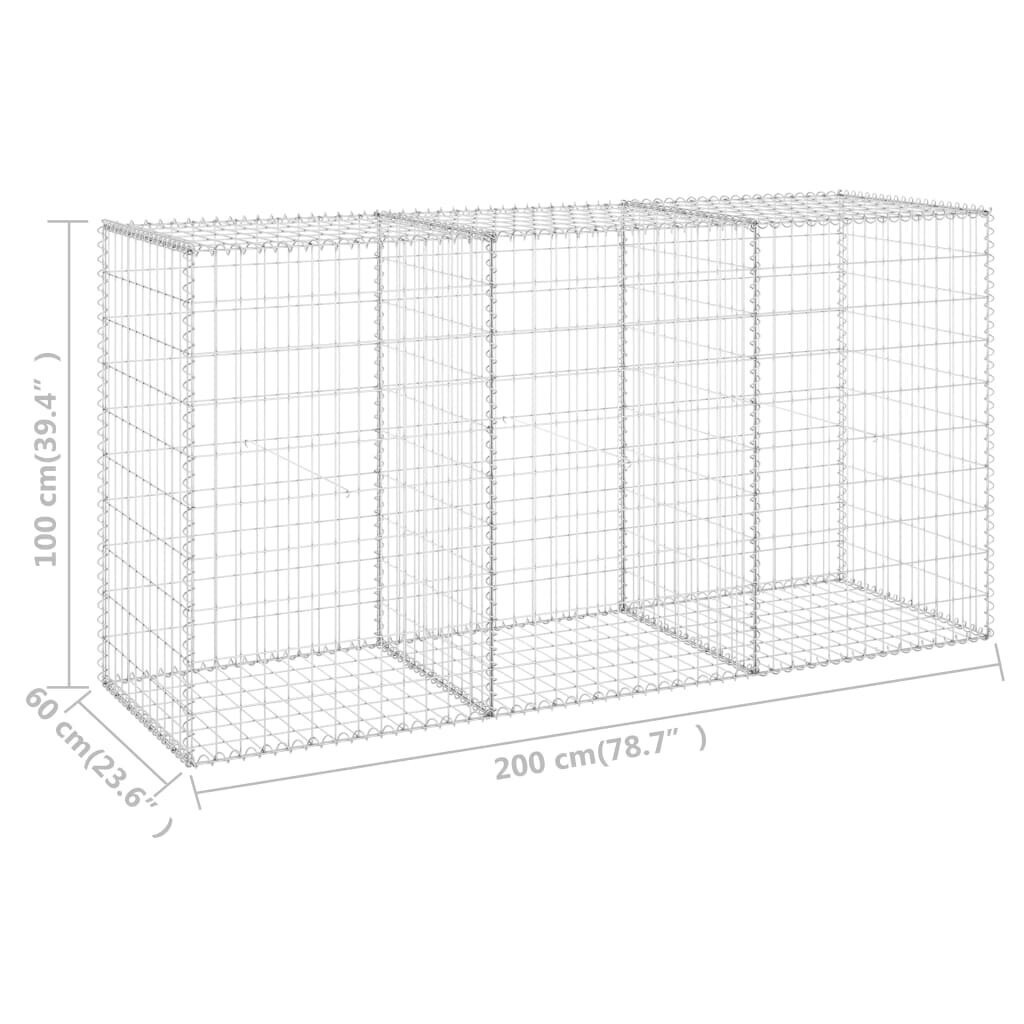 vidaXL Gabion-kivikori kansilla galvanoitu teräs 200x60x100 cm hinta ja tiedot | Aidat ja tarvikkeet | hobbyhall.fi