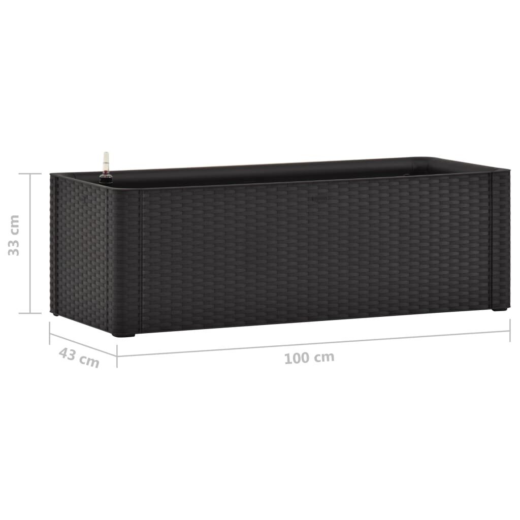 vidaXL Kukkalaatikko itsekastelujärjestelmällä antrasiitti 100x43x33cm hinta ja tiedot | Kukkalaatikot | hobbyhall.fi