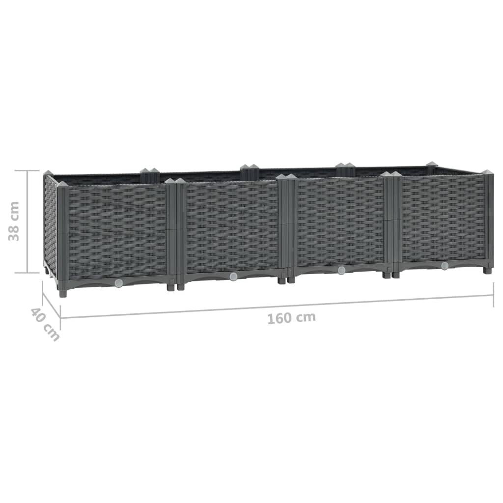 vidaXL Korotettu kukkalaatikko 160x40x38 cm polypropeeni hinta ja tiedot | Kukkalaatikot | hobbyhall.fi