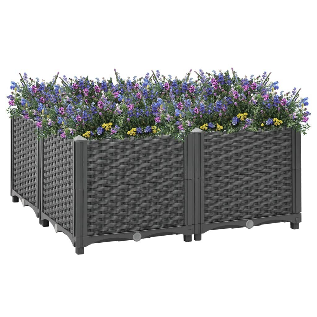 vidaXL Korotettu kukkalaatikko 80x80x38 cm polypropeeni hinta ja tiedot | Kukkaruukut | hobbyhall.fi