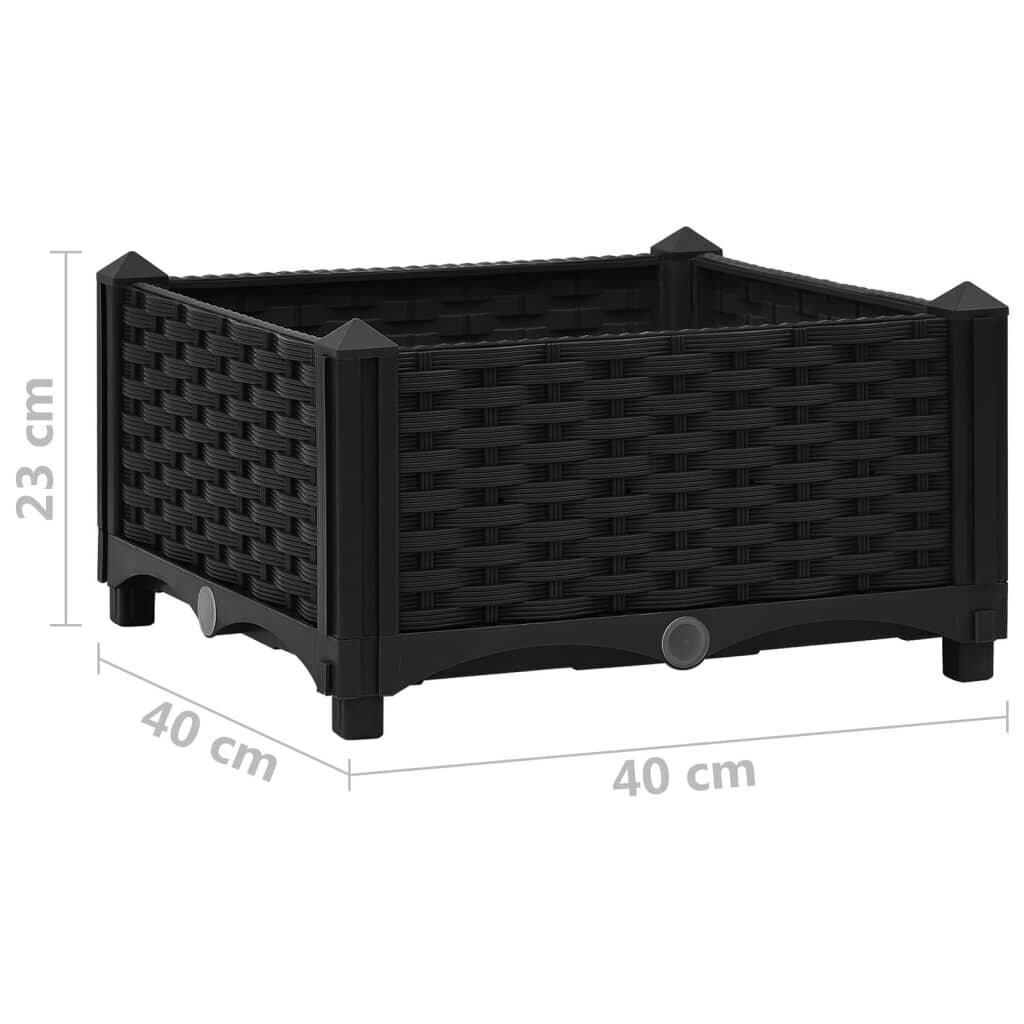 vidaXL Korotettu kukkalaatikko 40x40x23 cm polypropeeni hinta ja tiedot | Istutusruukut ja minikasvihuoneet | hobbyhall.fi