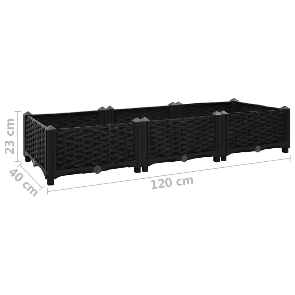 vidaXL Korotettu kukkalaatikko 120x40x23 cm polypropeeni hinta ja tiedot | Istutusruukut ja minikasvihuoneet | hobbyhall.fi