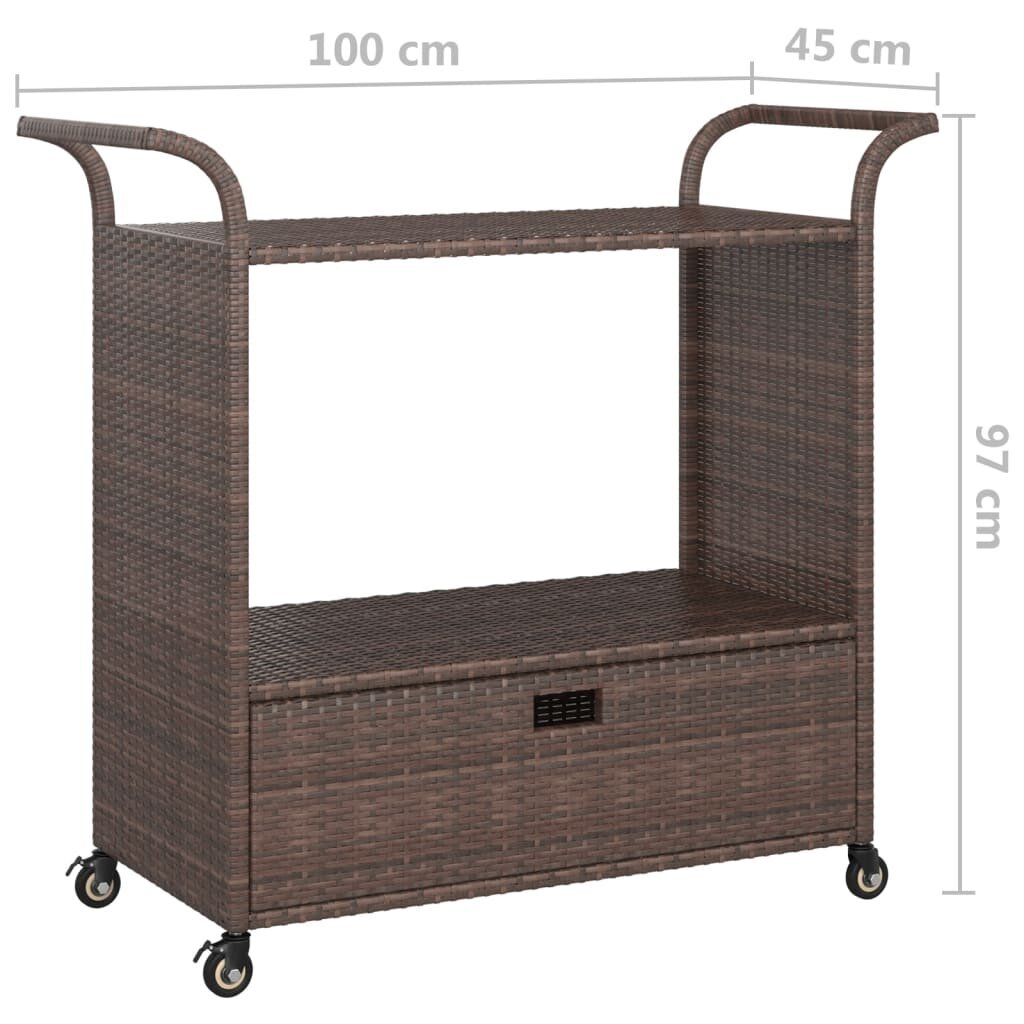 vidaXL Baarivaunu laatikolla ruskea 100x45x97 cm polyrottinki hinta ja tiedot | Ruokapöydän tuolit | hobbyhall.fi