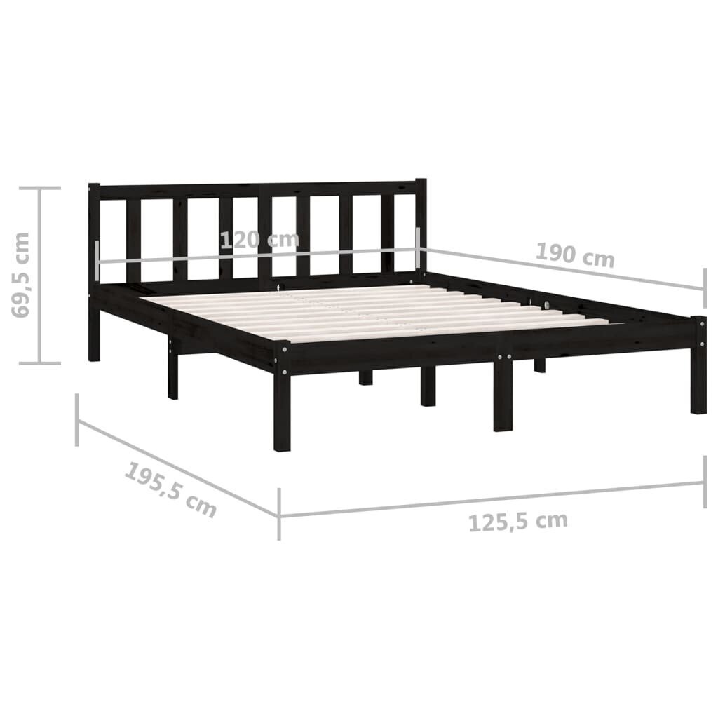 vidaXL Sängynrunko musta täysi mänty 120x190 cm 4FT hinta ja tiedot | Sängyt | hobbyhall.fi