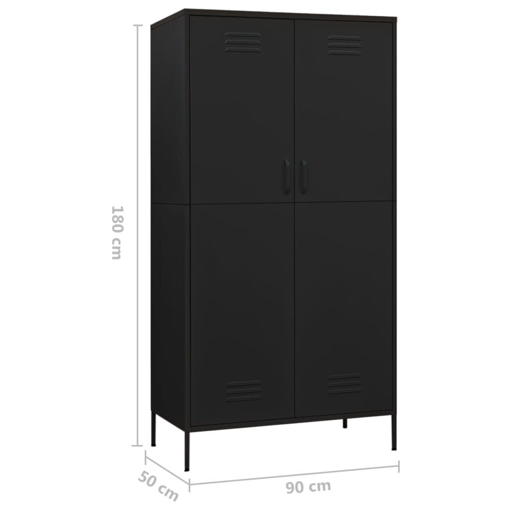 vidaXL Vaatekaappi musta 90x50x180 cm teräs hinta ja tiedot | Kaapit | hobbyhall.fi