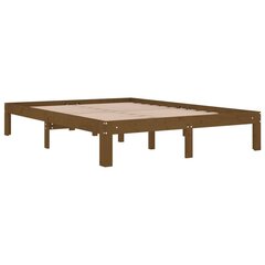 vidaXL Sängynrunko hunajanruskea täysi puu 135x190 cm 4FT6 hinta ja tiedot | Sängyt | hobbyhall.fi