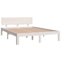 vidaXL Sängynrunko valkoinen täysi puu 135x190 cm 4FT6 hinta ja tiedot | Sängyt | hobbyhall.fi