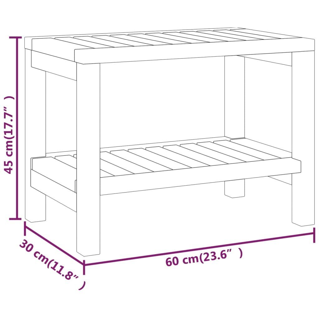 vidaXL Kylpyhuoneen sivupöytä 60x30x45 cm täysi tiikki hinta ja tiedot | Kylpyhuonetarvikkeet | hobbyhall.fi