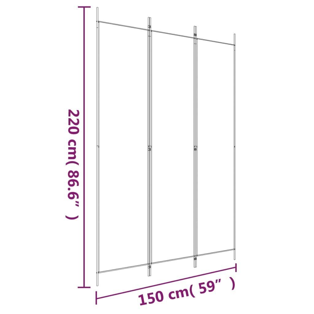 vidaXL 3-paneelinen Tilanjakaja valkoinen 150x220 cm kangas hinta ja tiedot | Sermit ja tilanjakajat | hobbyhall.fi