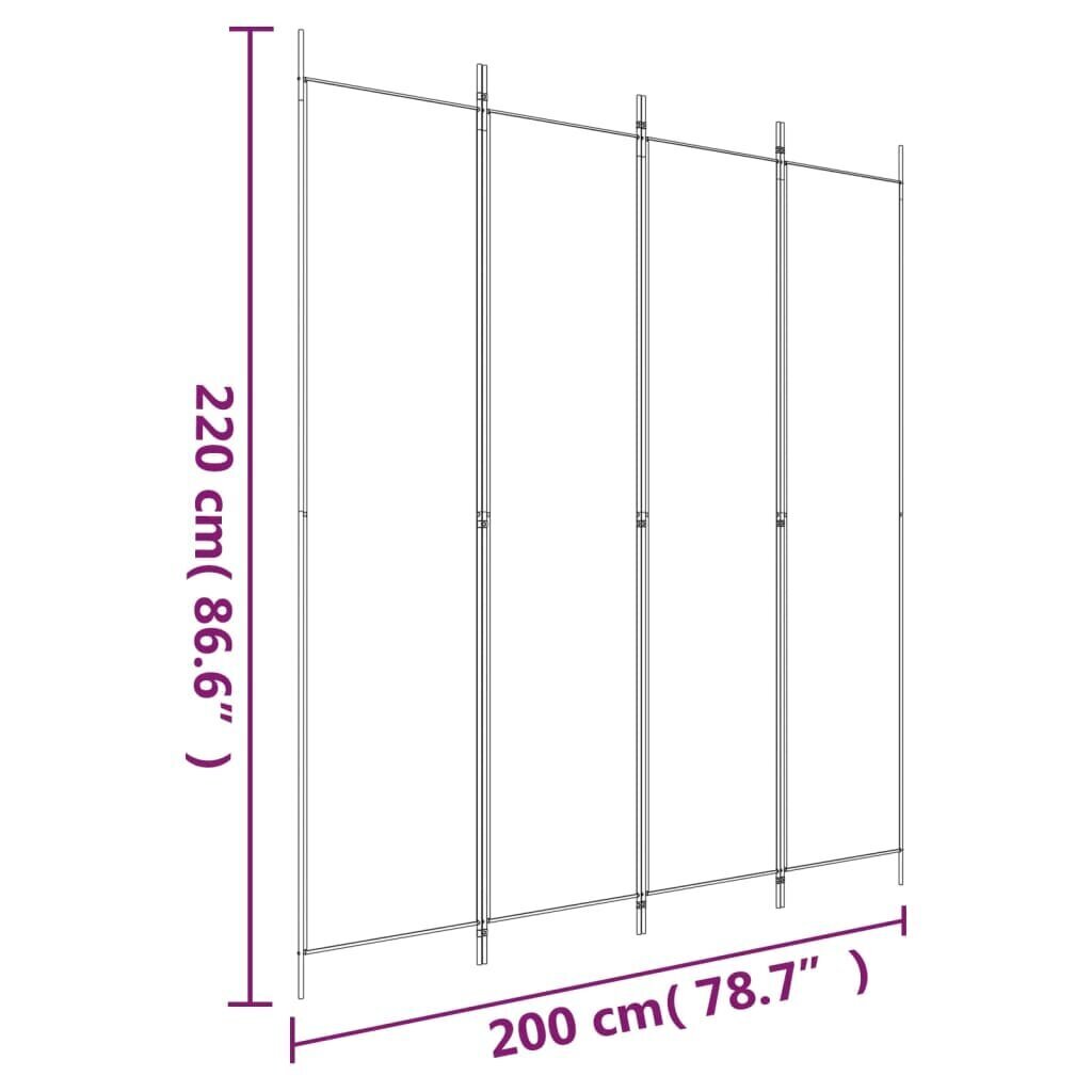 vidaXL 4-paneelinen Tilanjakaja musta 200x220 cm kangas hinta ja tiedot | Sermit ja tilanjakajat | hobbyhall.fi