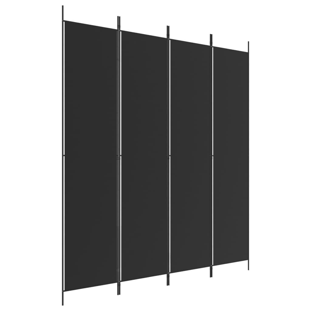 vidaXL 4-paneelinen Tilanjakaja musta 200x220 cm kangas hinta ja tiedot | Sermit ja tilanjakajat | hobbyhall.fi