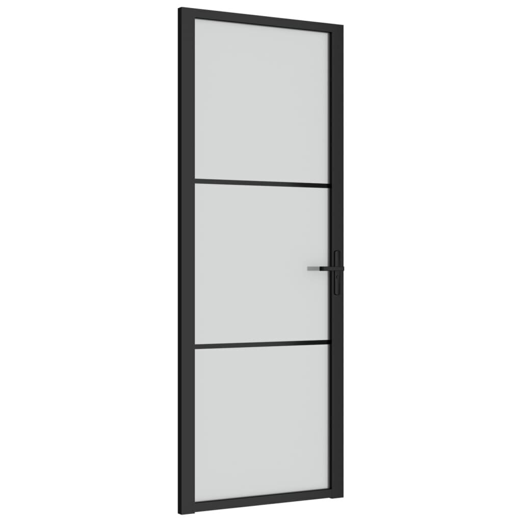 vidaXL Sisäovi 76x201,5 cm musta mattalasi ja alumiini hinta ja tiedot | Sisäovet | hobbyhall.fi