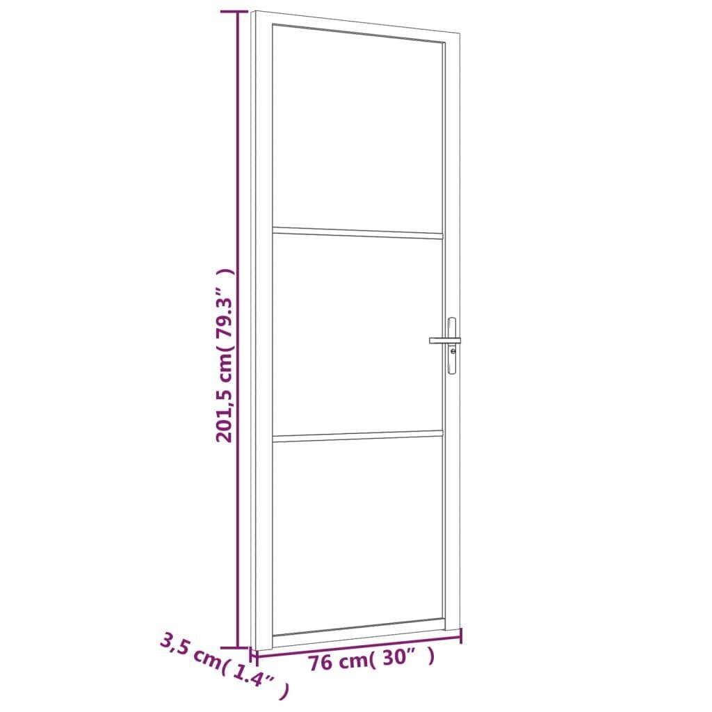 vidaXL Sisäovi 76x201,5 cm valkoinen ESG-lasi ja alumiini hinta ja tiedot | Sisäovet | hobbyhall.fi