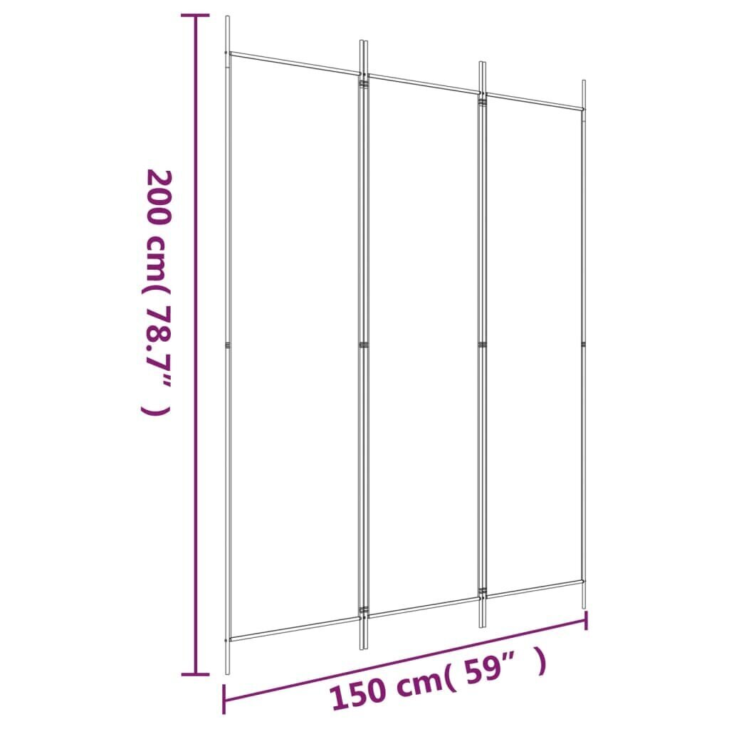 vidaXL 3-paneelinen Tilanjakaja ruskea 150x200 cm kangas hinta ja tiedot | Sermit ja tilanjakajat | hobbyhall.fi