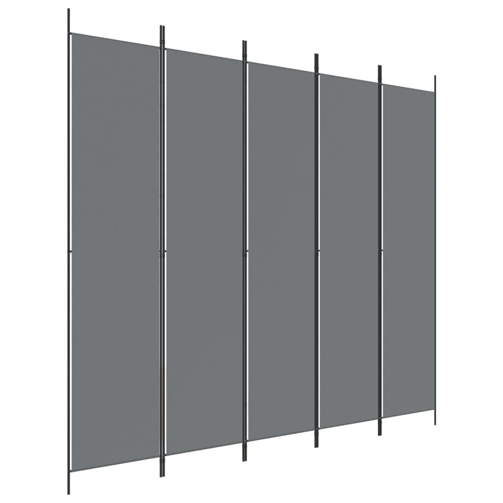 vidaXL 5-paneelinen Tilanjakaja antrasiitti 250x220 cm kangas hinta ja tiedot | Sermit ja tilanjakajat | hobbyhall.fi