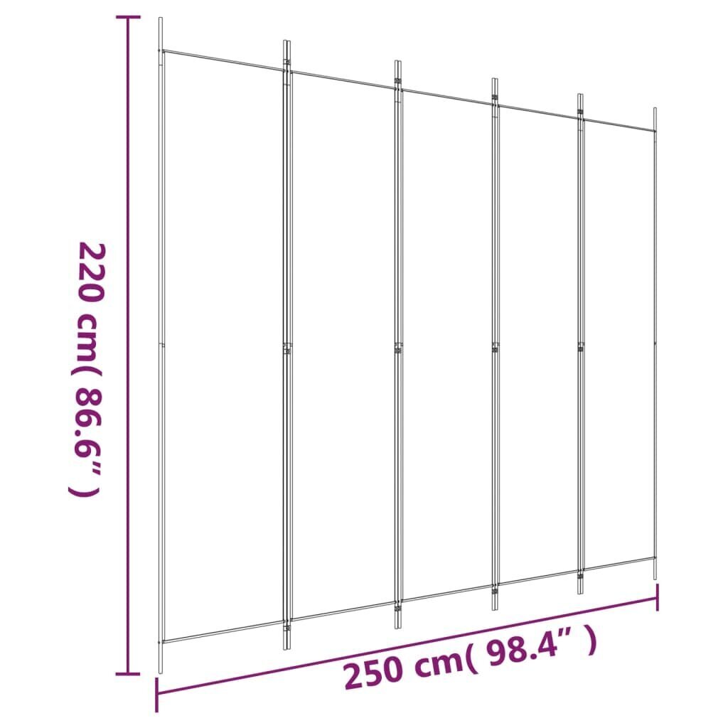 vidaXL 5-paneelinen Tilanjakaja antrasiitti 250x220 cm kangas hinta ja tiedot | Sermit ja tilanjakajat | hobbyhall.fi