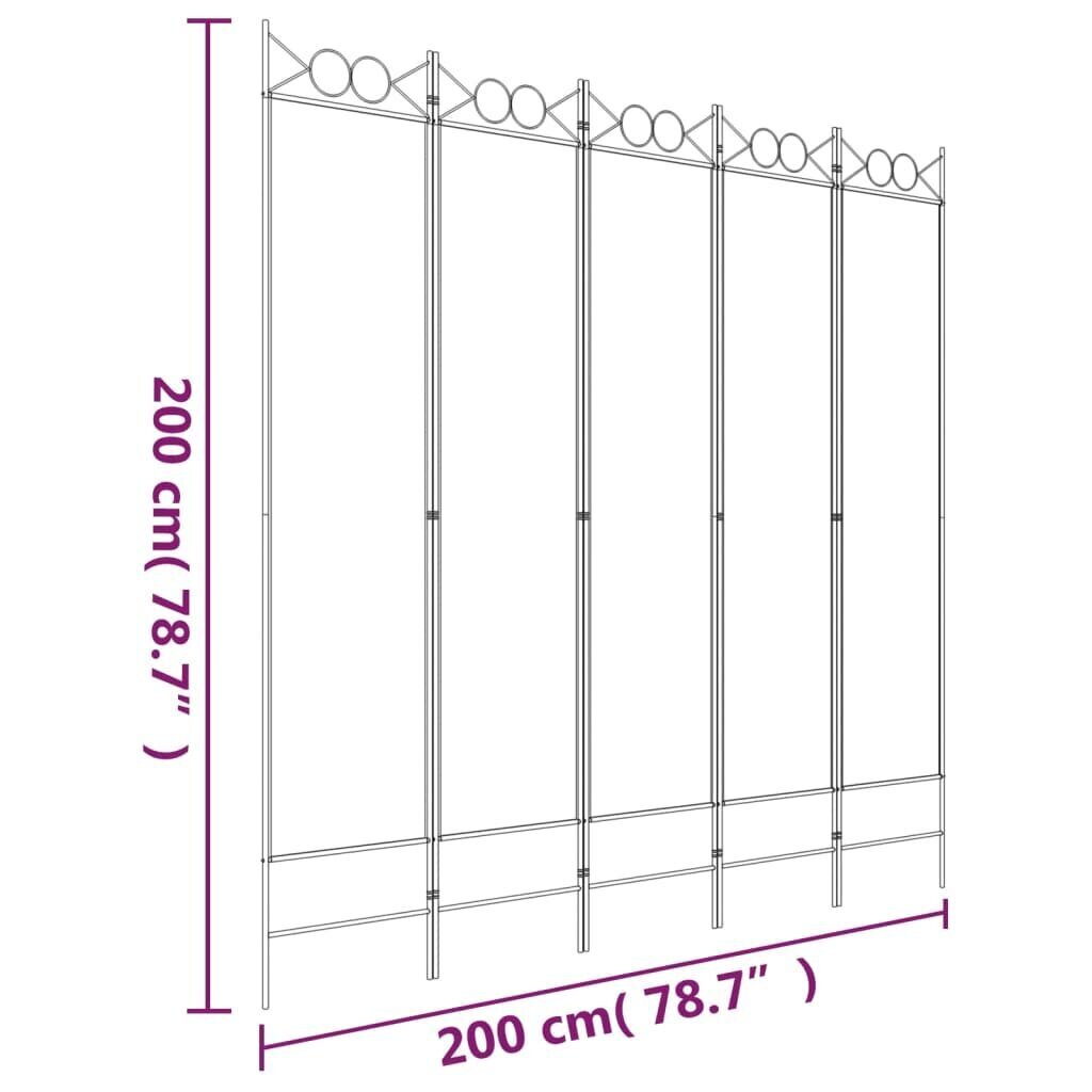 vidaXL 5-paneelinen Tilanjakaja ruskea 200x200 cm kangas hinta ja tiedot | Sermit ja tilanjakajat | hobbyhall.fi