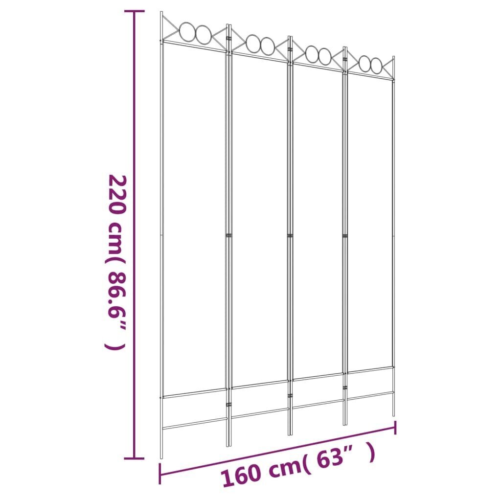 vidaXL 4-paneelinen Tilanjakaja musta 160x220 cm kangas hinta ja tiedot | Sermit ja tilanjakajat | hobbyhall.fi