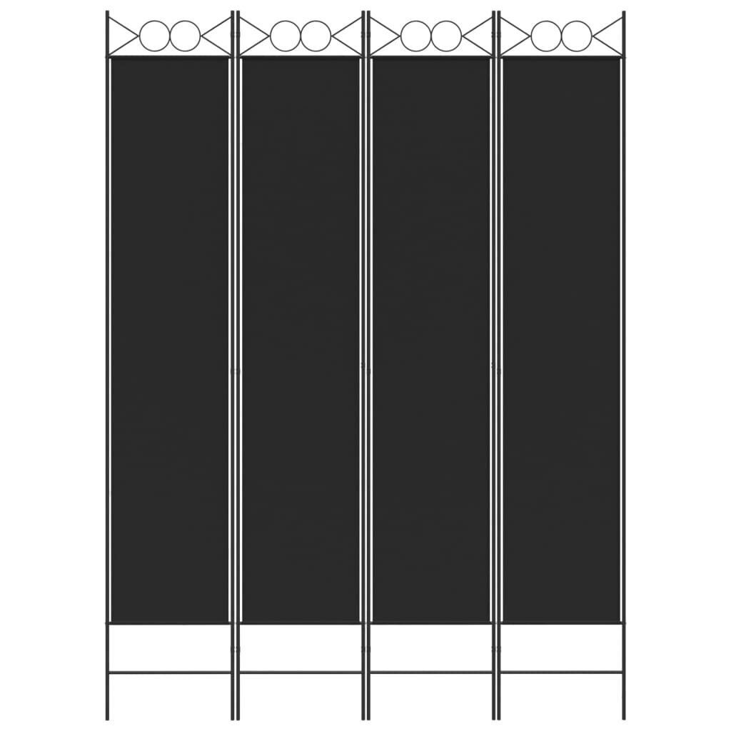 vidaXL 4-paneelinen Tilanjakaja musta 160x220 cm kangas hinta ja tiedot | Sermit ja tilanjakajat | hobbyhall.fi