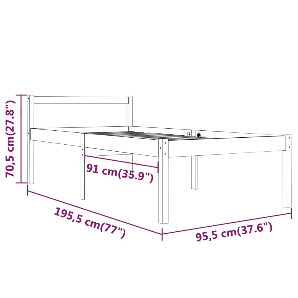 vidaXL Ikäihmisten sänky 90x190 cm Single täysi mänty hinta ja tiedot | Sängyt | hobbyhall.fi