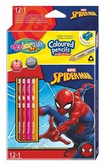 Värikynät ja teroitin Colorino Marvel Spider-Man, kolmionmuotoinen, 12 kpl. / 13 väriä hinta ja tiedot | Taide- ja askartelutarvikkeet | hobbyhall.fi