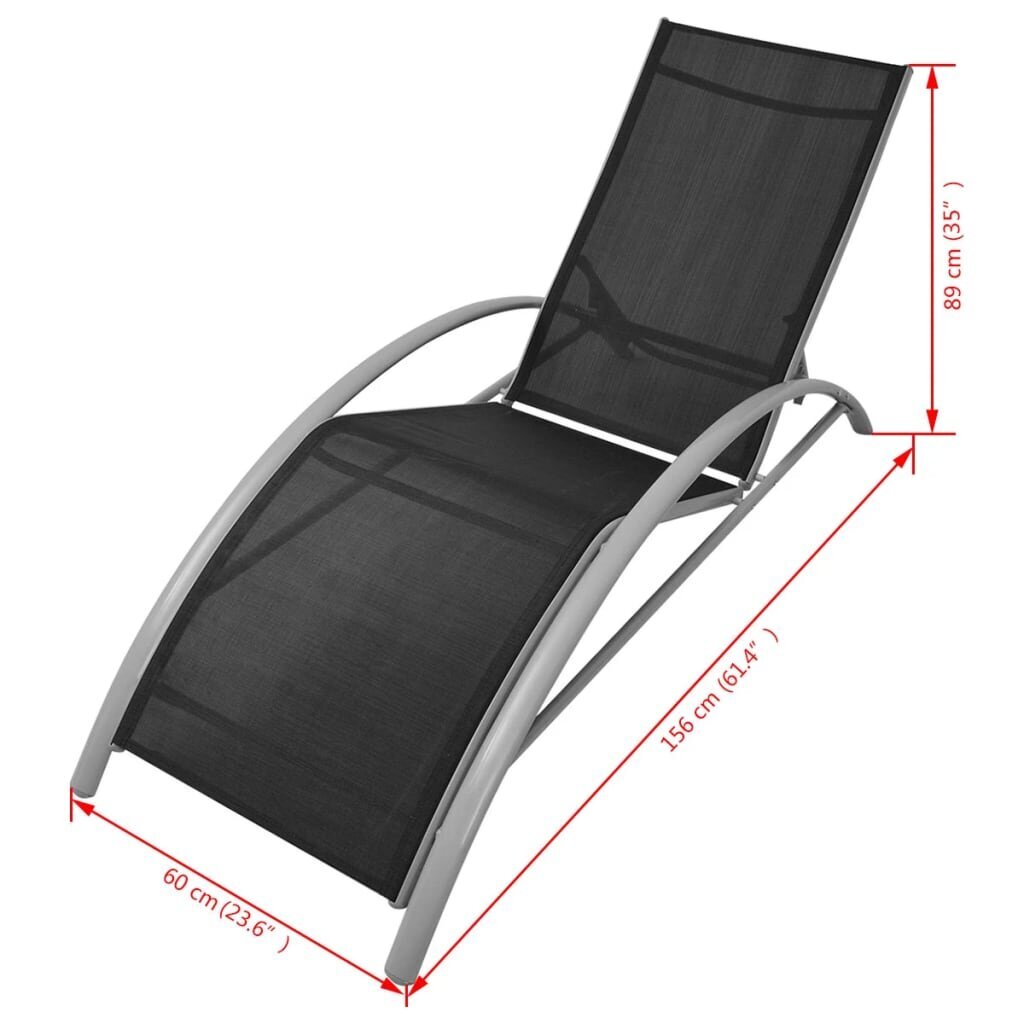 vidaXL Aurinkotuolit ja pöytä alumiini musta hinta ja tiedot | Aurinkotuolit | hobbyhall.fi