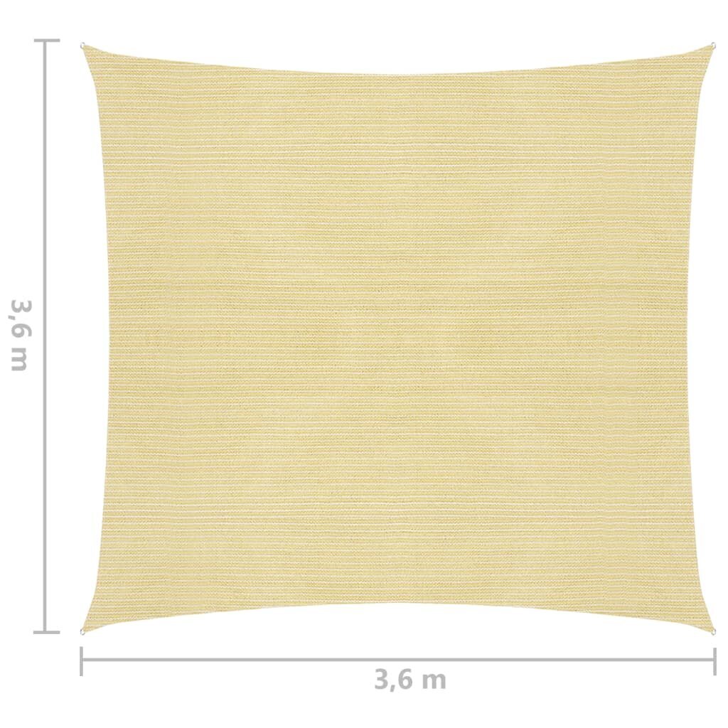 vidaXL Aurinkovarjo Purje HDPE Neliö 3.6x3.6 m Beige hinta ja tiedot | Aurinkovarjot ja markiisit | hobbyhall.fi