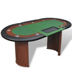 vidaXL Pokeripöytä 10 pelaajalle Jakoalue ja pelimerkkitarjotin Vihreä hinta ja tiedot | Korttipelit, pokeri | hobbyhall.fi