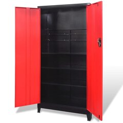 vidaXL Työkalukaappi 2 ovella Teräs 90x40x180 cm Musta ja punainen hinta ja tiedot | Työkalupakit ja muu työkalujen säilytys | hobbyhall.fi