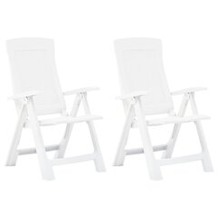 vidaXL Puutarhan nojatuolit 2 kpl muovi valkoinen hinta ja tiedot | Puutarhatuolit | hobbyhall.fi