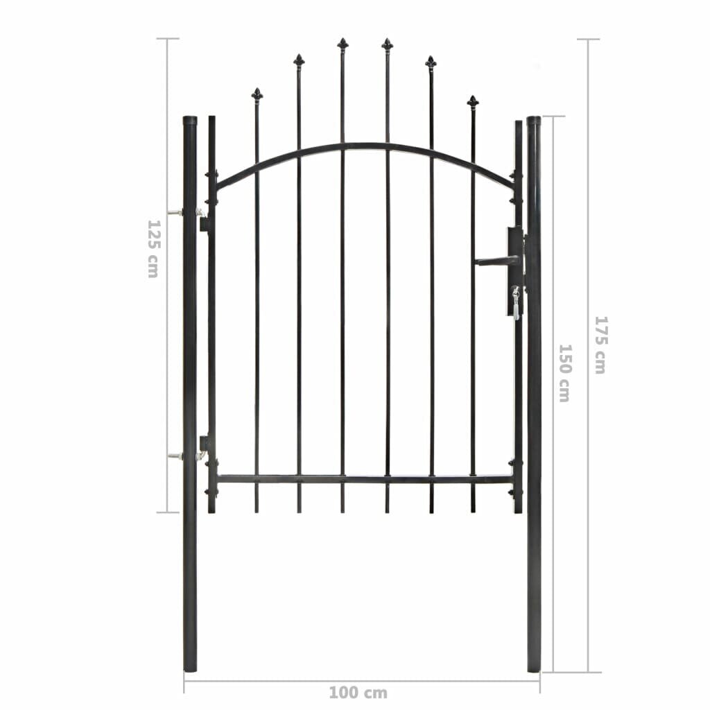 vidaXL Puutarhaportti teräs 1x1,75 m musta hinta ja tiedot | Aidat ja tarvikkeet | hobbyhall.fi