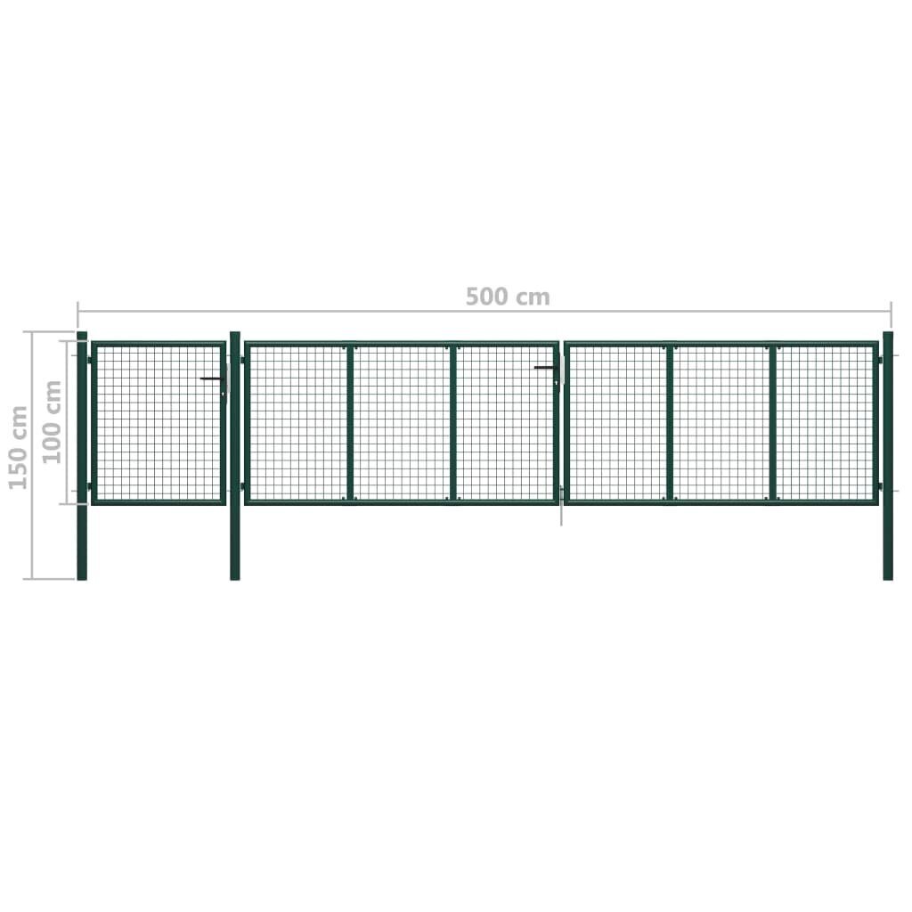 vidaXL Puutarhaportti teräs 500x100 cm vihreä hinta ja tiedot | Aidat ja tarvikkeet | hobbyhall.fi