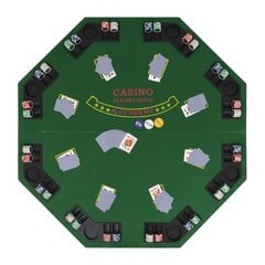 vidaXL Taitettava pokeripöytälevy 8 pelaajalle kahdeksankulmio vihreä hinta ja tiedot | Korttipelit, pokeri | hobbyhall.fi