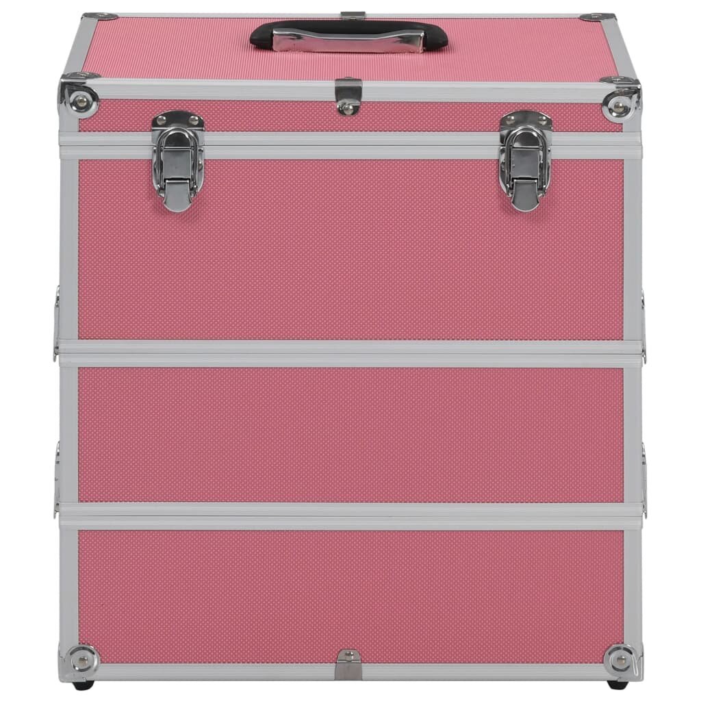 vidaXL Meikkikotelo 37x24x40 cm pinkki alumiini hinta ja tiedot | Kosmetiikkalaukut ja peilit | hobbyhall.fi