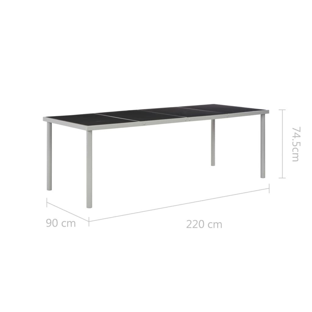 vidaXL Puutarhapöytä musta 220x90x74,5 cm teräs hinta ja tiedot | Puutarhapöydät | hobbyhall.fi