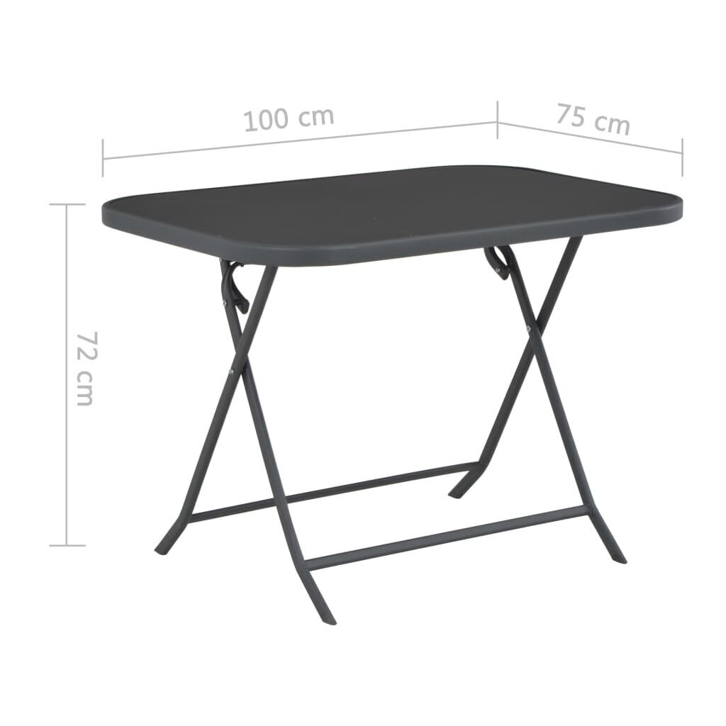 vidaXL Kokoontaittuva puutarhapöytä harmaa 100x75x72 cm lasi ja teräs hinta ja tiedot | Retkeilyvarusteet | hobbyhall.fi