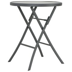 vidaXL Kokoontaittuva bistropöytä harmaa 60x70 cm lasi ja teräs hinta ja tiedot | Puutarhapöydät | hobbyhall.fi