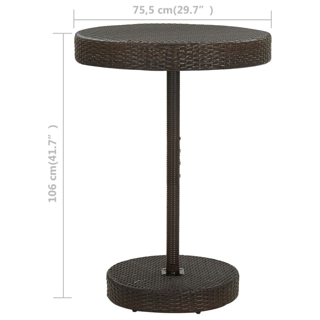 vidaXL Puutarhapöytä ruskea 75,5x106 cm polyrottinki hinta ja tiedot | Puutarhapöydät | hobbyhall.fi