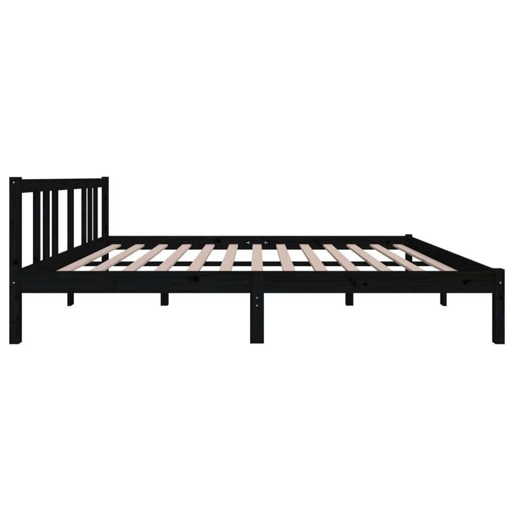 vidaXL Sängynrunko musta täysi puu 150x200 cm 5FT hinta ja tiedot | Sängyt | hobbyhall.fi