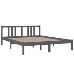 vidaXL Sängynrunko harmaa täysi puu 150x200 cm 5FT hinta ja tiedot | Sängyt | hobbyhall.fi