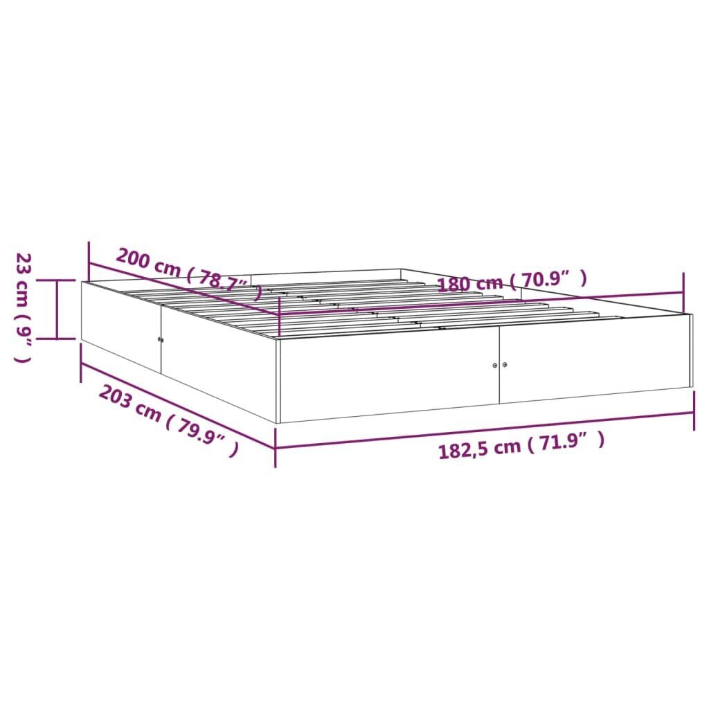 vidaXL Sängynrunko täysi puu 180x200 cm 6FT hinta ja tiedot | Sängyt | hobbyhall.fi