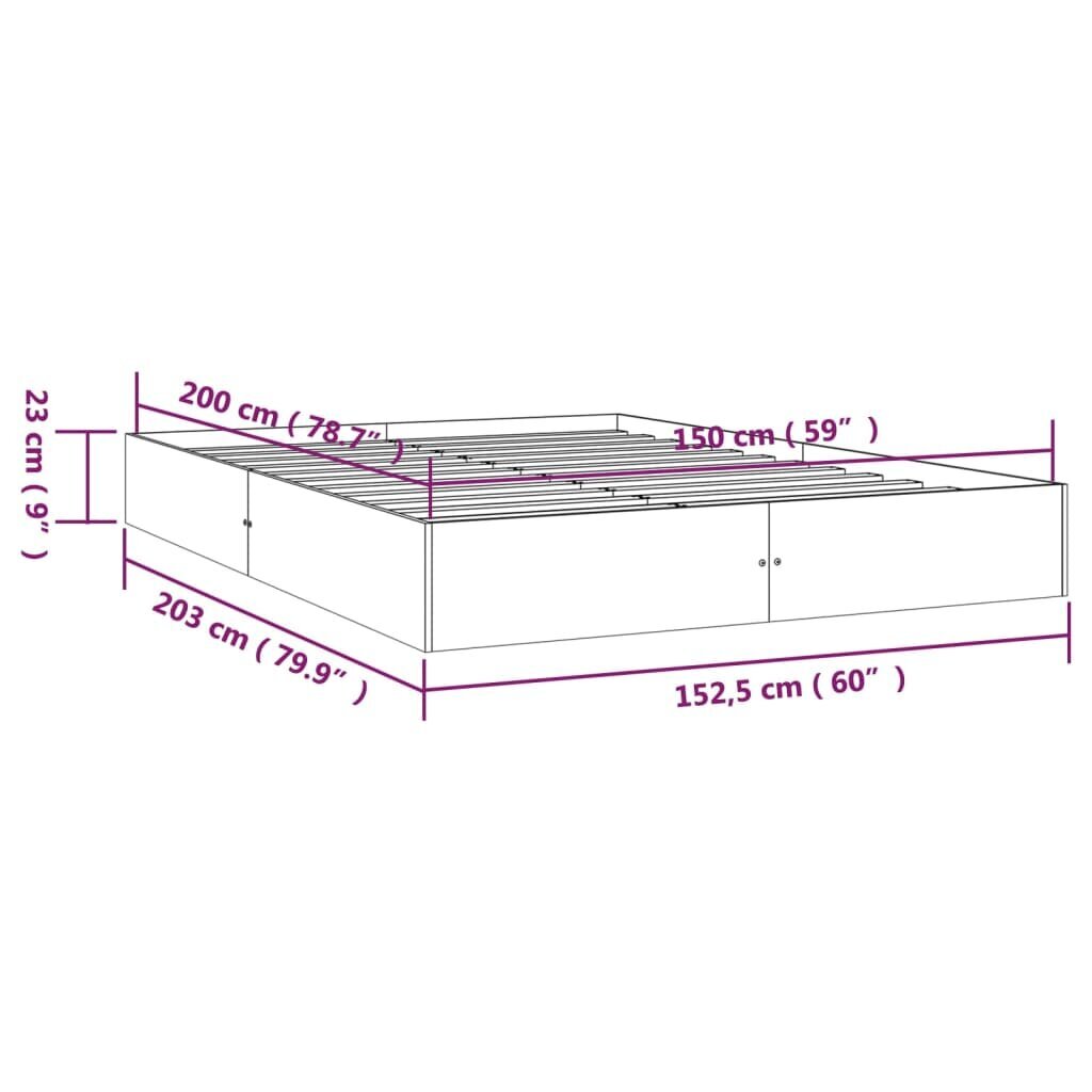 vidaXL Sängynrunko täysi puu 150x200 cm 5FT hinta ja tiedot | Sängyt | hobbyhall.fi