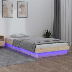 vidaXL Sängynrunko LED-valoilla 75x190 cm 2FT6 täysi puu hinta ja tiedot | Sängyt | hobbyhall.fi